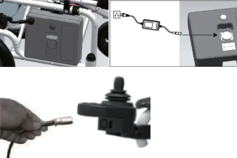 Connecting the charger for Power Wheelchair