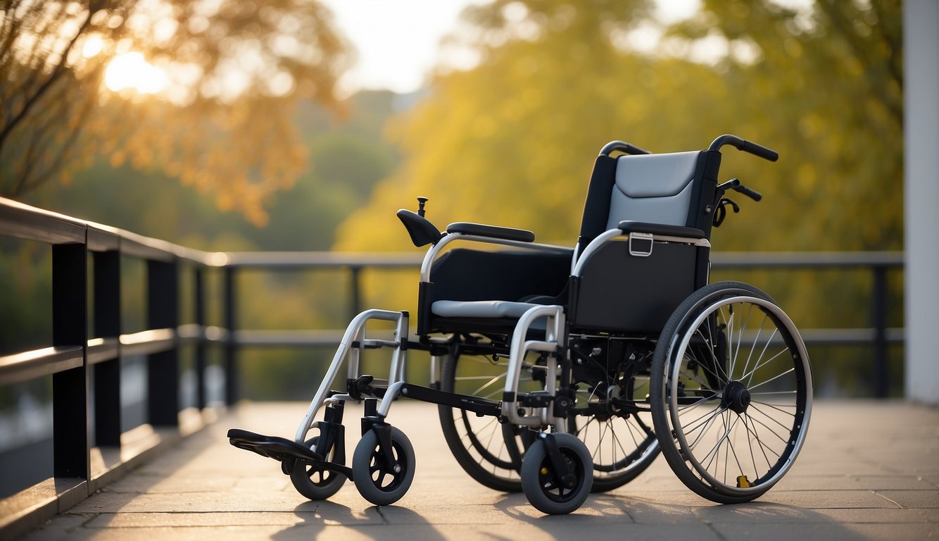 A wheelchair with adjustable armrests, footrests, and seat height. Show different models and sizes available for purchase