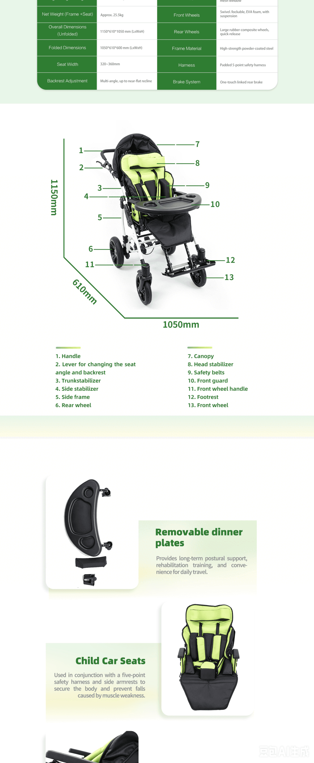 EVR325 Reliable Pediatric Manual Wheelchair Stroller, Special Needs Pushchair 3 微信图片 20260826170902 65 21 scaled